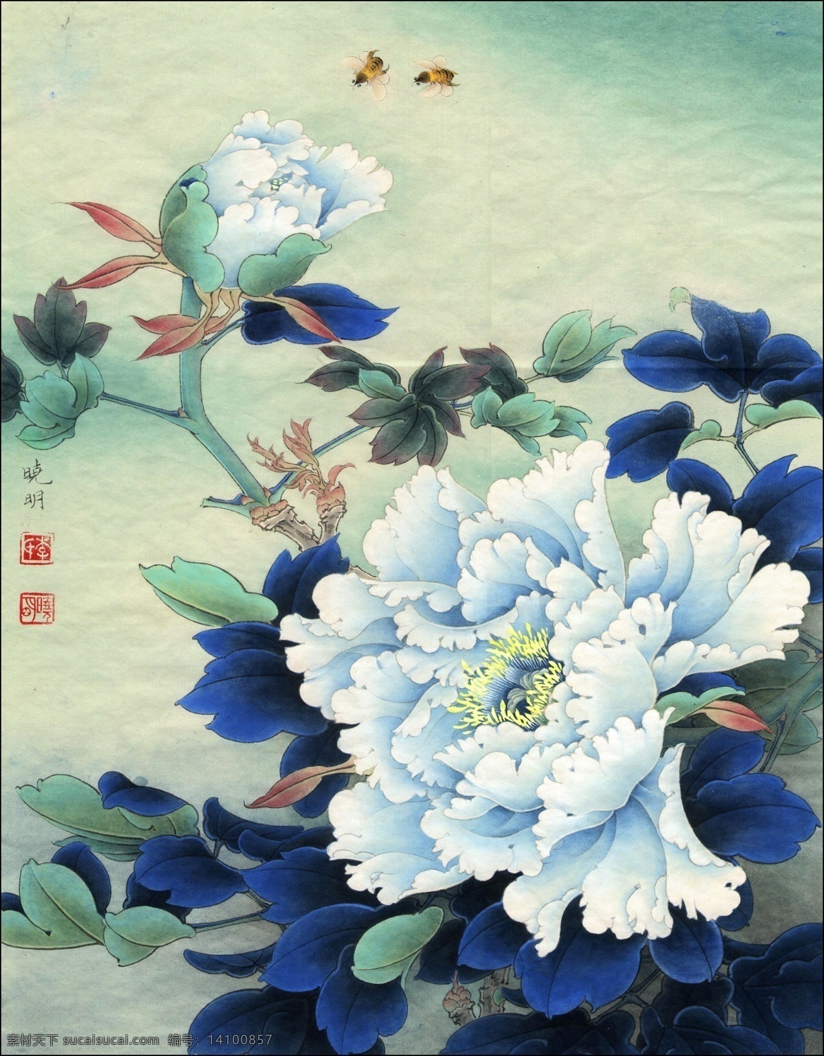 中式 古典 花鸟 工笔画 中国风绘画 精美绘画 植物花鸟 装饰画 古典画 牡丹花朵 绿叶 繁花蝴蝶 文化艺术 绘画书法