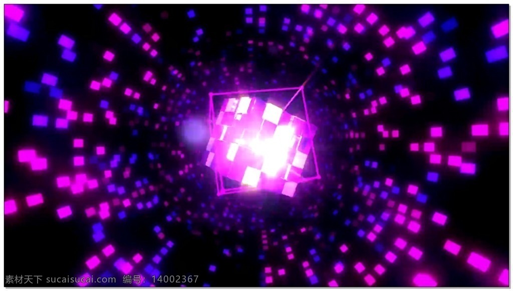 魔方 荧光 粒子 发散 视频 红蓝 动态素材 视频动态素材