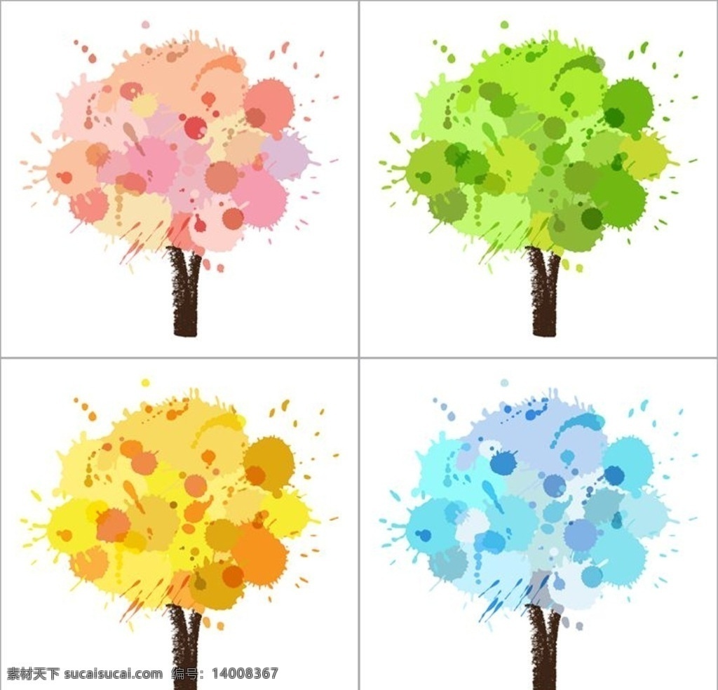 春夏秋冬四季 大树 树 树木 四季变换 四季交替 四季变更 四季 春夏秋冬 一年四季 季节 春天 夏天 秋天 冬天 动画卡通 时尚背景 绚丽背景 背景素材 背景图案 矢量背景 背景设计 抽象背景 抽象设计 卡通背景 卡通设计