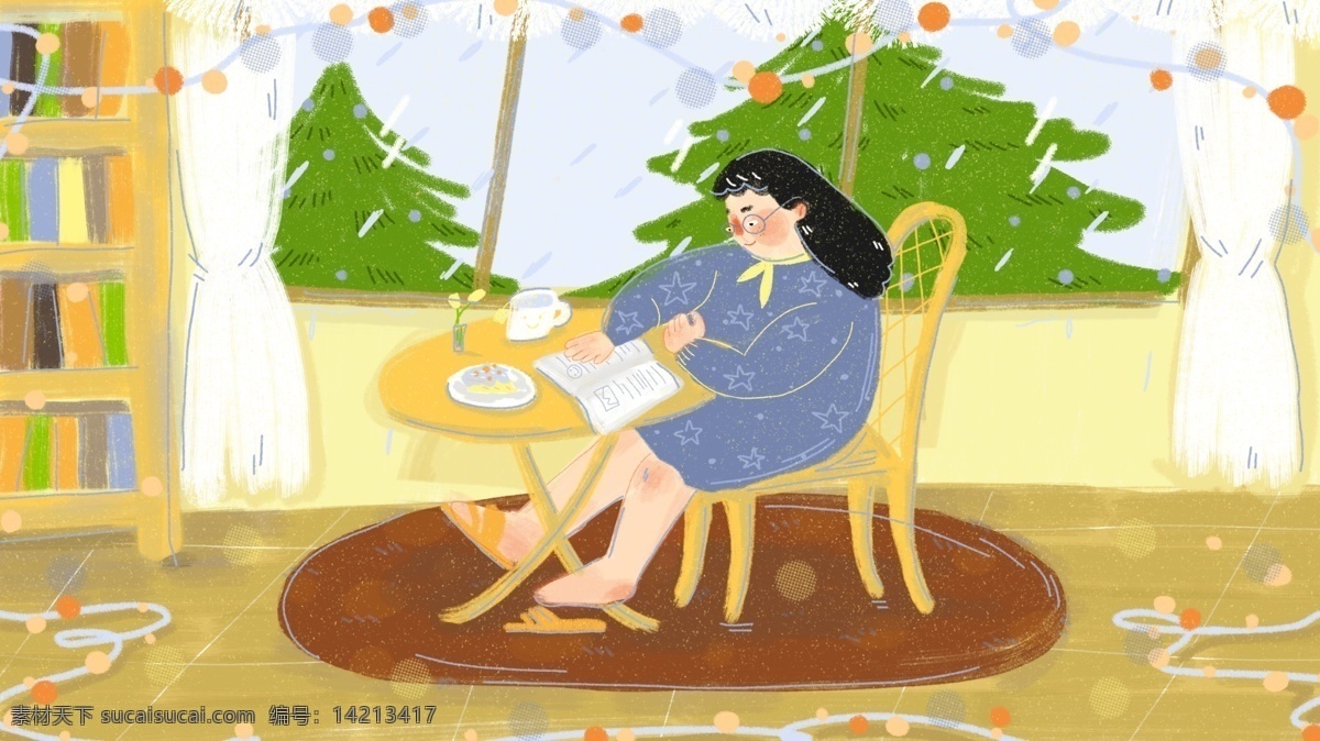 个人 生活 下雨天 舒适 阅读 早餐 杂志 读书 植物 灯光 一个人的生活 下雨 甜点