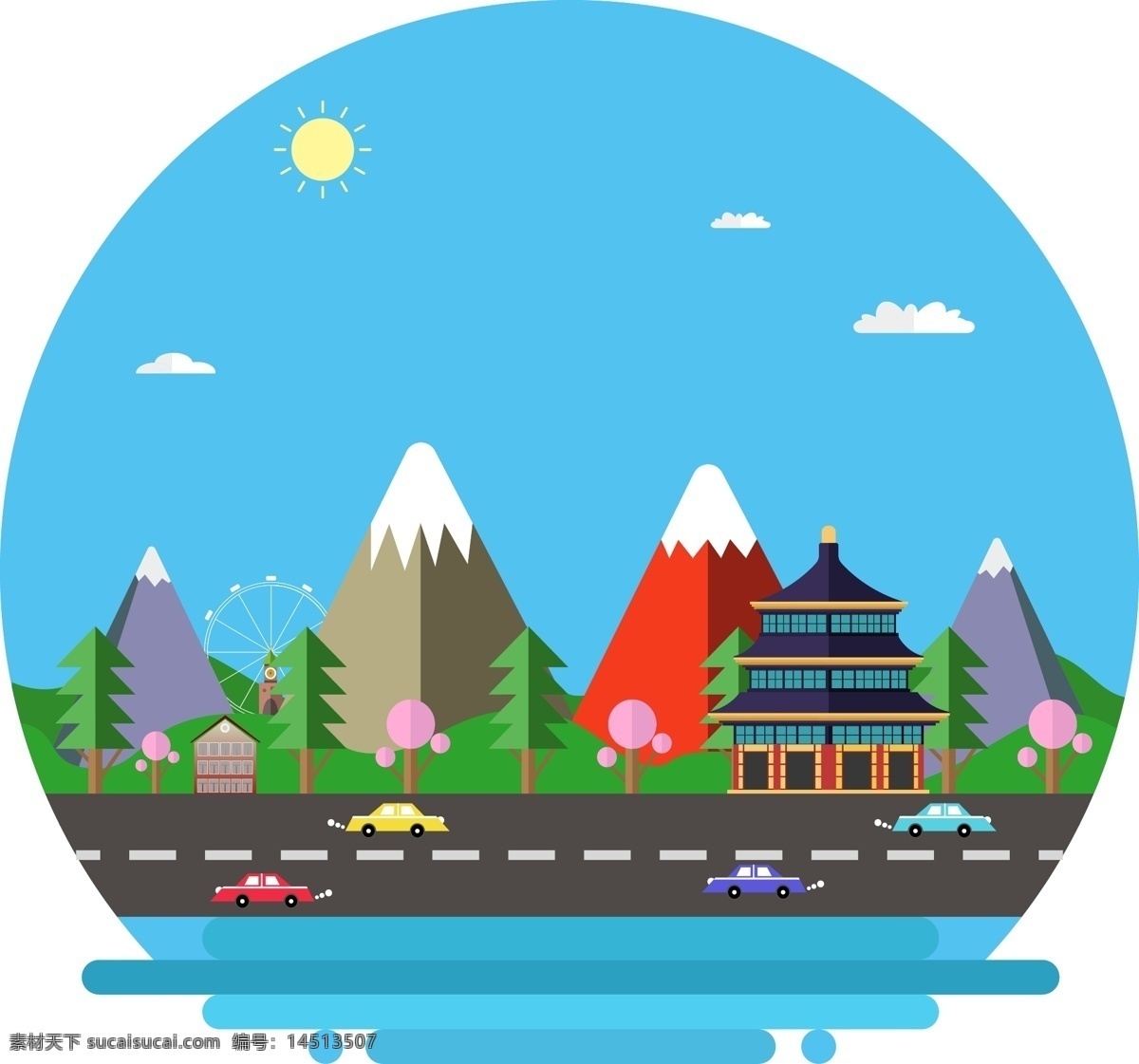 精品 创意 小 清新 扁平化 扁平化素材 小清新 小清新设计 山 简约 扁平化小楼 简约设计小楼