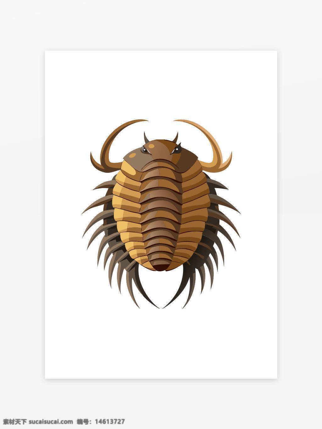 三叶虫 古生物 卡通插画 古代生物 节肢动物 历史生物 恐龙时代 生物演化 科学绘图 自然史 古生物学 生物插画 化石标本