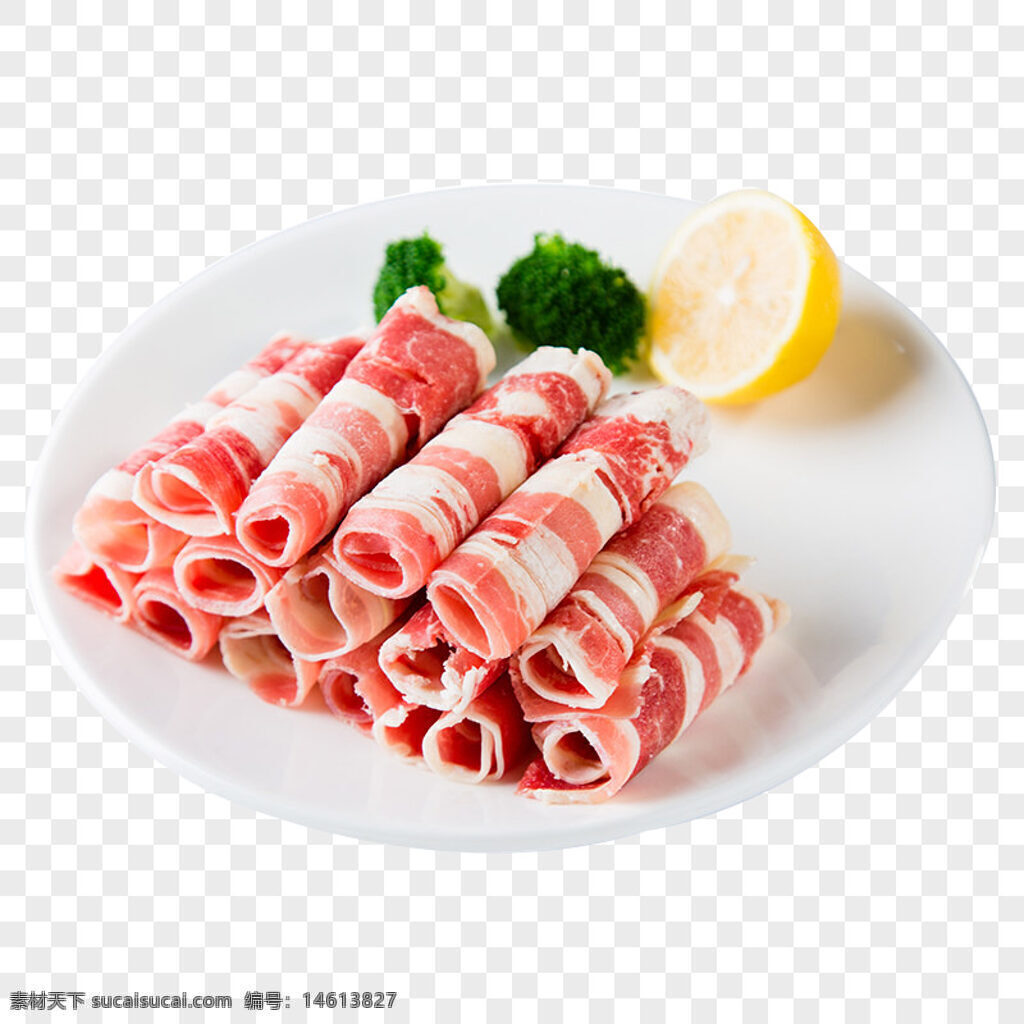 肥牛卷 雪花肥牛 肥瘦相间 精品牛肉 食材原料 西蓝花 柠檬装饰 火锅食材 冷冻牛肉 牛肉卷 高档食材 肉类食材