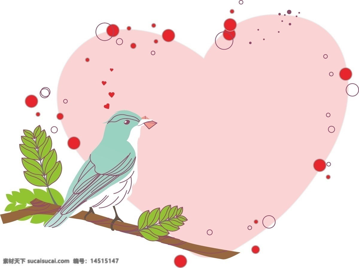 七夕 情人节 爱情 鸟 手绘 高清免抠 大图免抠 300像素图 eps图免抠 绿树 爱情鸟 爱心