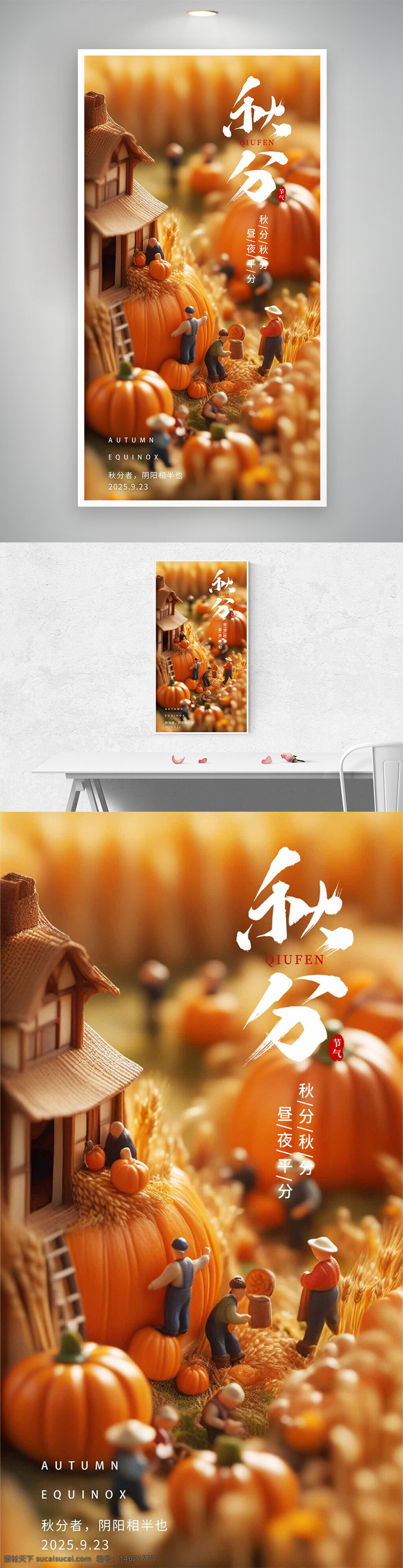 秋分 传统节气 秋季丰收 卡通风格 节气宣传 农作物 南瓜图案 田园场景 稻谷图案 自然风光 秋季氛围 二十四节气 秋季主题 季节更替 气候变化
