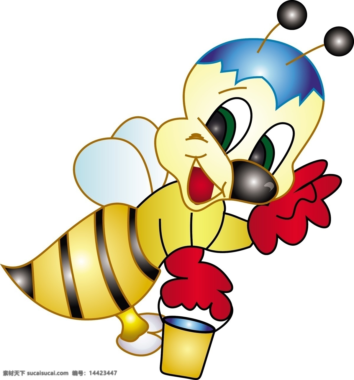 矢量 卡通 勤劳 蜜蜂 动物 儿童插画 可爱 快乐 矢量素材 形象 采蜜 蜂王 矢量图 其他矢量图
