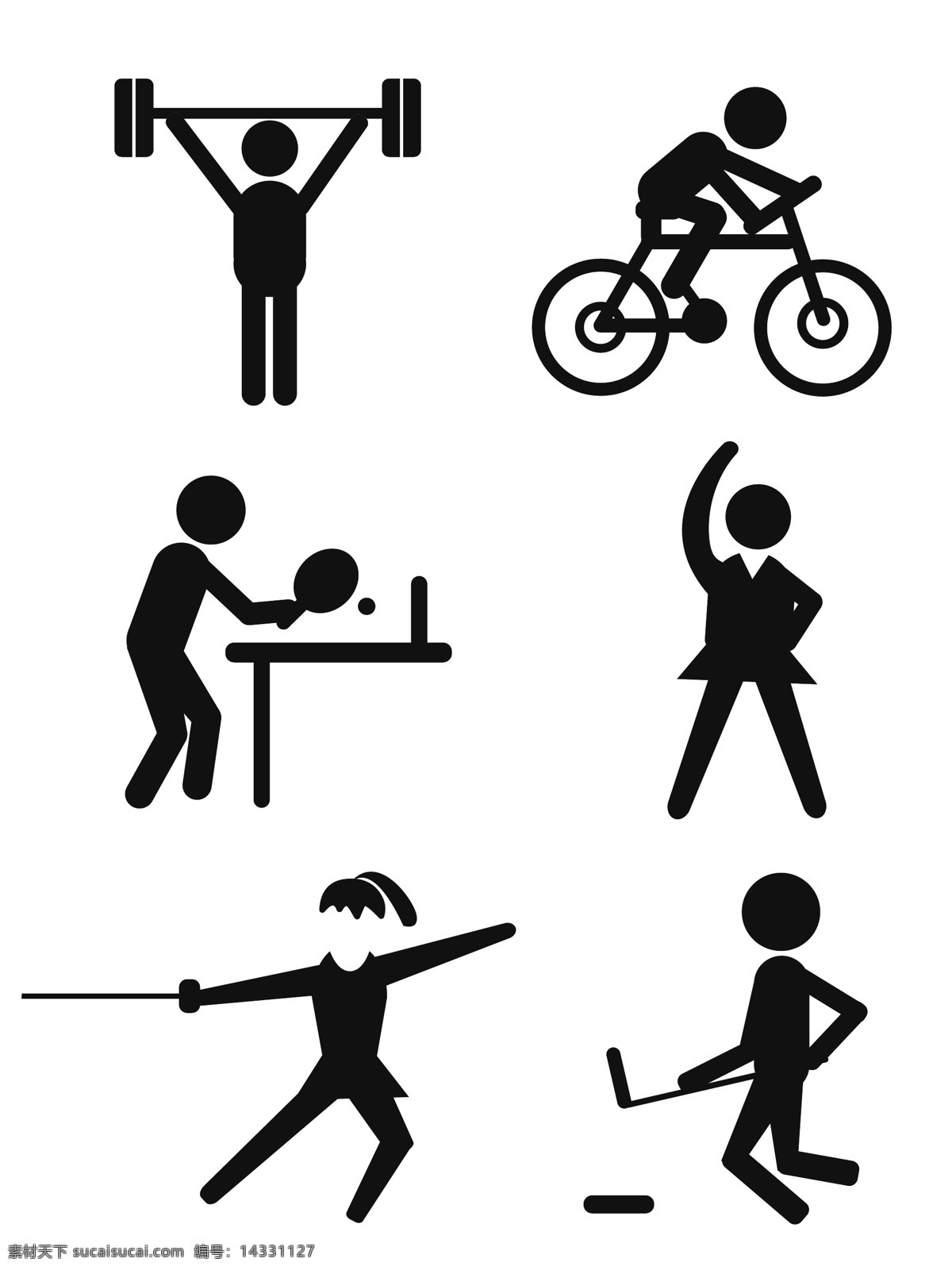 公共 标识 运动 小人 图标 矢量 元素 公共标识 骑自行车 健美 运动小人 小人图标 运动图标 运动标识 举重 兵乓球 剑击 冰球