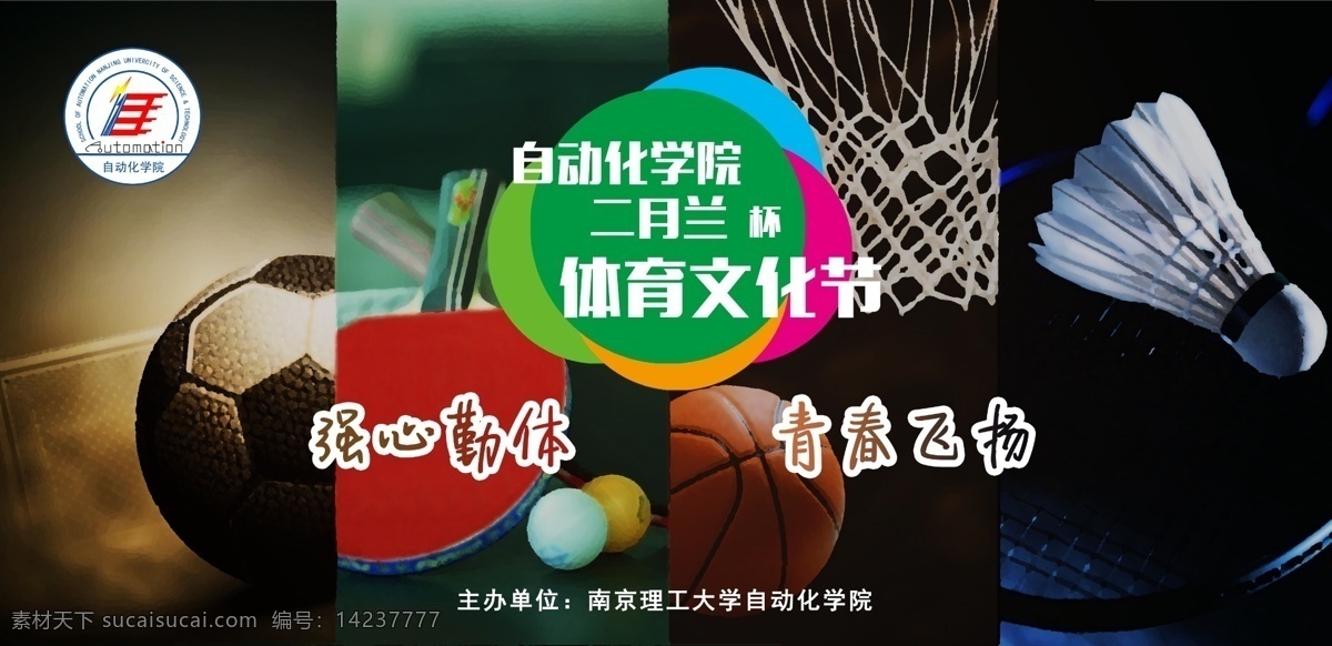 体育文化节 运动会 二月兰 足球 羽毛球 乒乓球 篮球 黑色