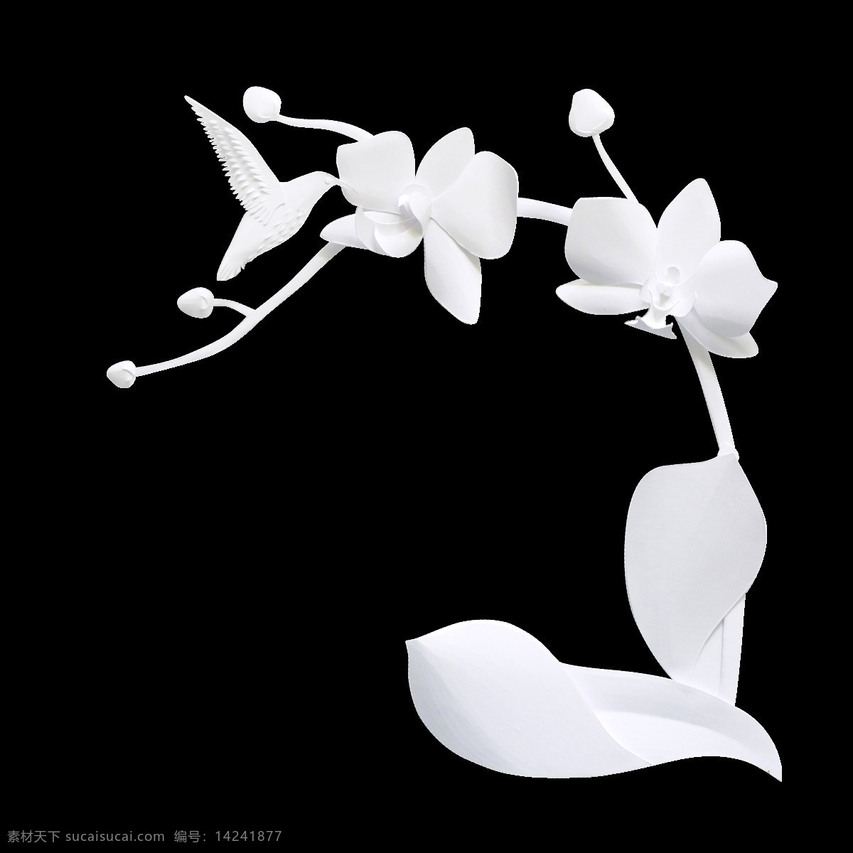 创意 卡通 白色 花朵 元素 树叶 装饰