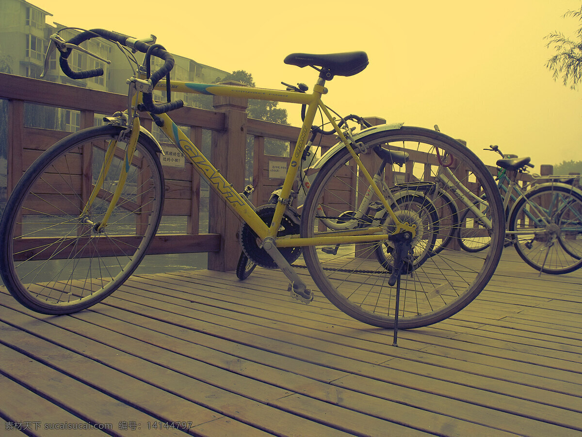 自行车美 自行车 落日 黄晕 意境 美丽 黄色
