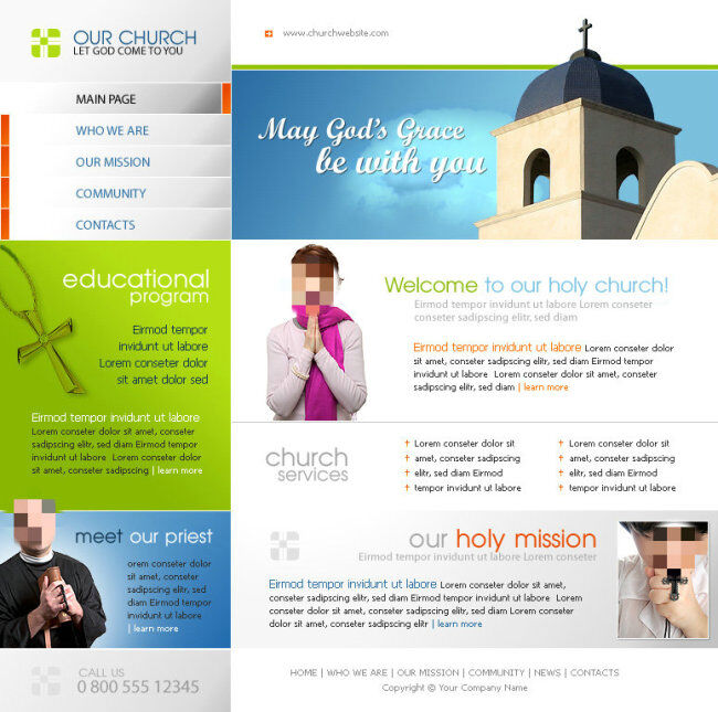 教堂 祈祷 网页 网站 psd源文件 网页设计 模板 网页模板 网页素材