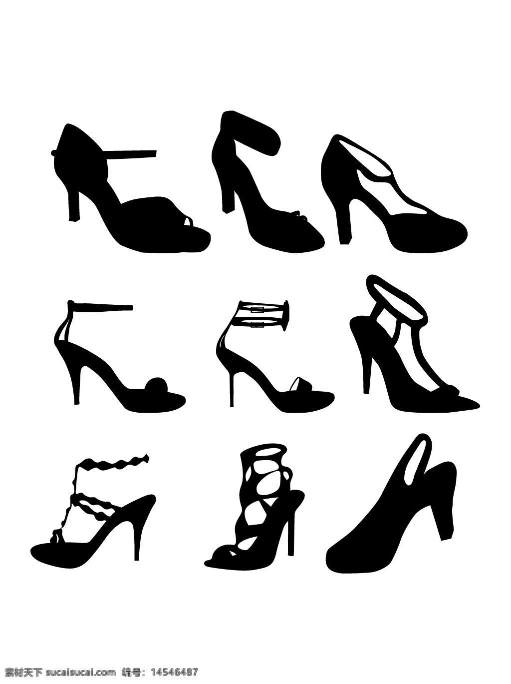 矢量鞋子 女性 服饰 高跟鞋 靴子 凉鞋 女鞋 剪影 矢量素材