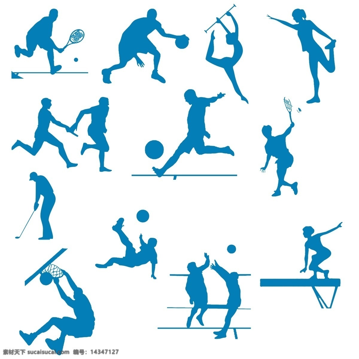 体育项目 体育运动 足球 排球 篮球 体操 高尔夫 羽毛球 网球 源文件 体育剪纸 接力 平衡木 文化艺术