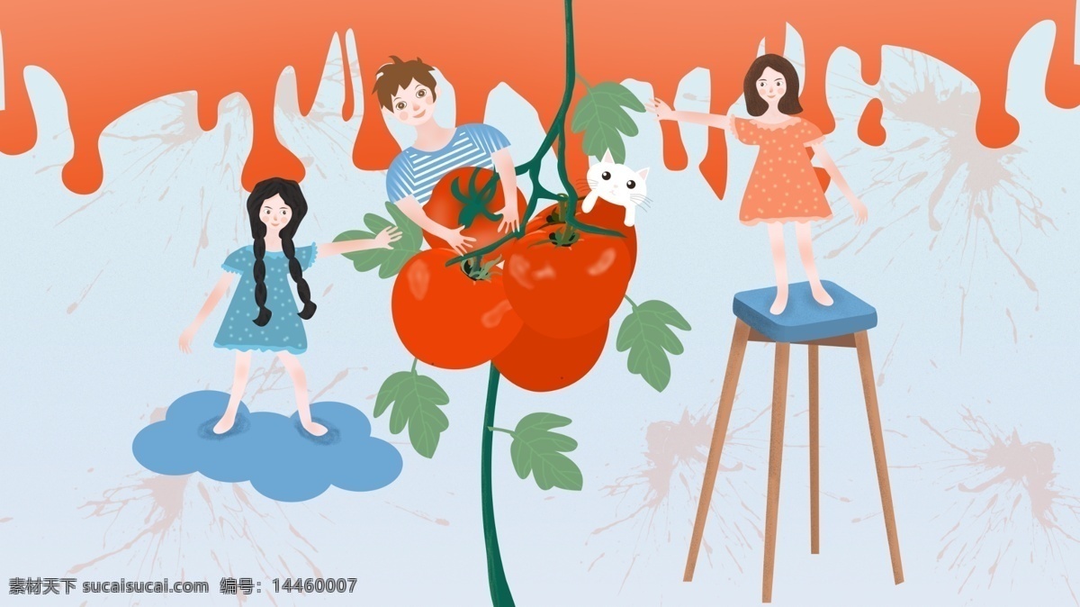 西班牙 番茄 节 原创 插画 番茄节 节日 创意插画 卡通人物 西班牙番茄节