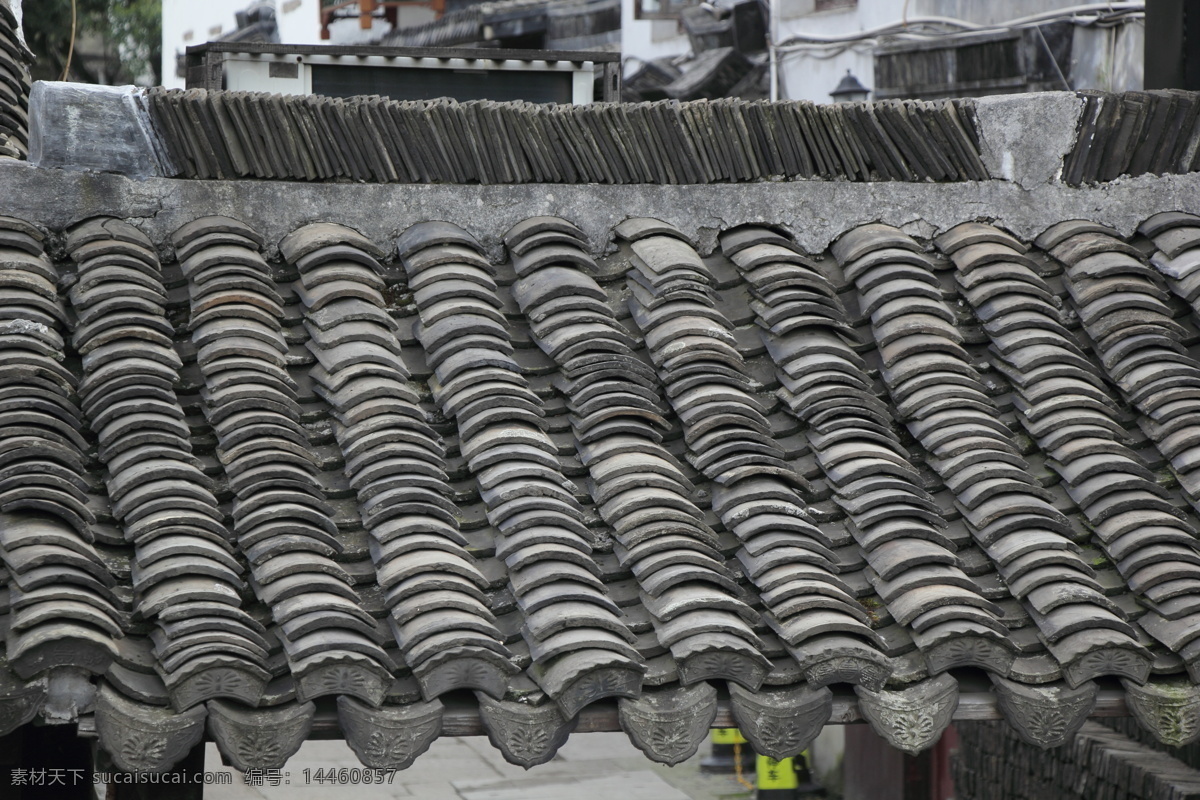 瓦片屋顶 瓦片 屋顶 灰色 白色 黑色 建筑园林 建筑摄影