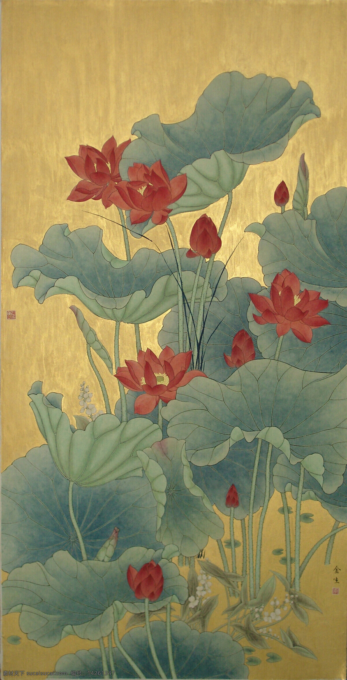 工笔荷花 中国画 工笔花卉 荷花 荷花画 国画花卉 花鸟画专辑一 文化艺术 绘画书法