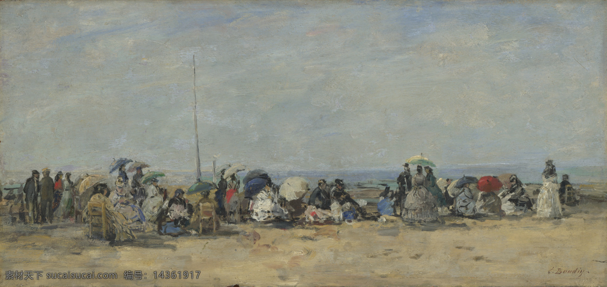 trouville 大师 画家 古典 画 建筑 景物 装饰画 油画 scene beach boudin eug 猫 ne 人物 高清 西方 国外 现代 家居装饰素材