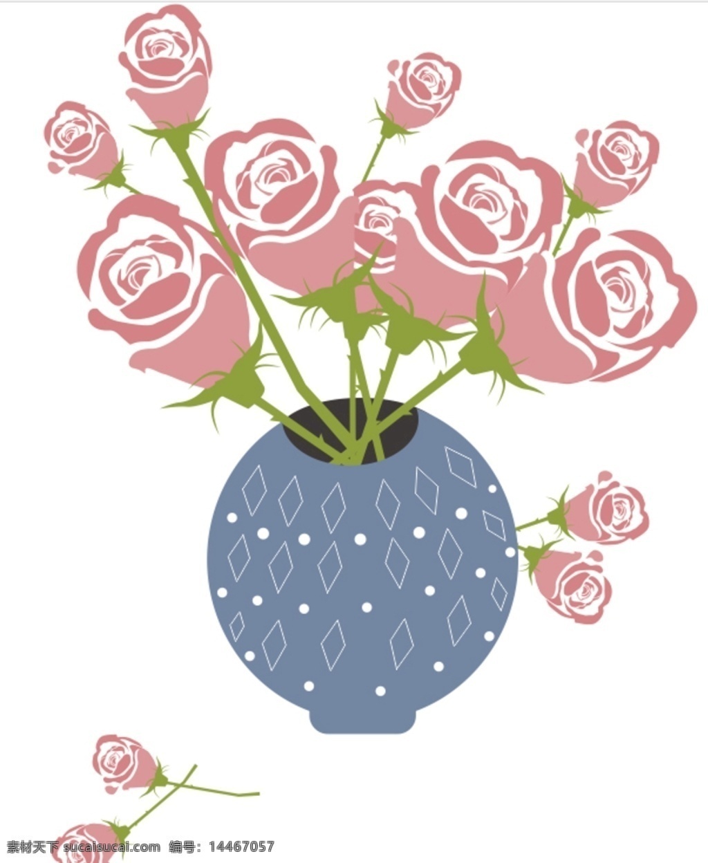 花瓶 玫瑰花海报 插画 玫瑰 海报玫瑰素材