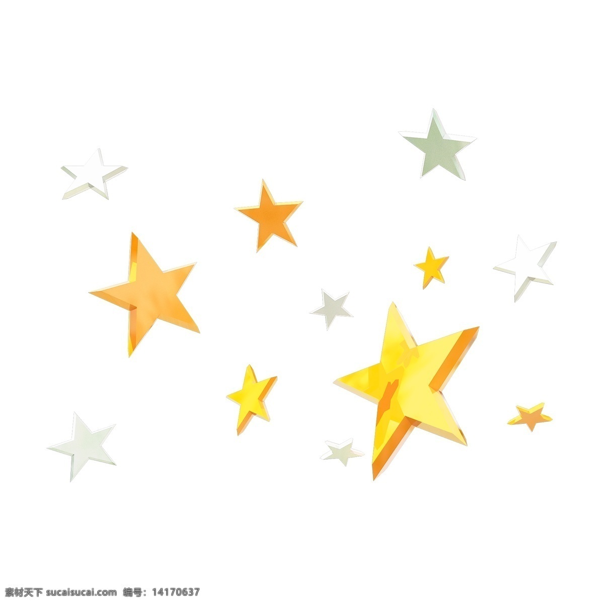c4d 金色 白色 可爱 星星 悬浮 悬浮物 金色星星 白色星星 装饰物 唯美风 少女风 童年 卡通