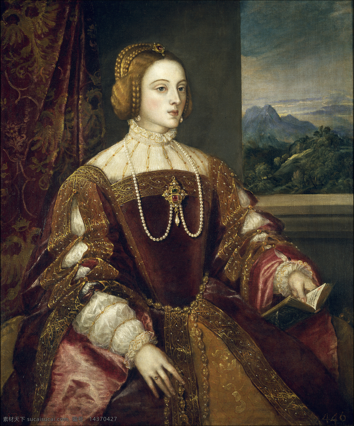 葡萄牙 公主 莎 贝拉 圣 罗马 皇帝 查理 五世 皇后 西班牙王后 菲利普 二世 母 美丽端庄 世纪 巴洛克 时代 油画 绘画书法 文化艺术
