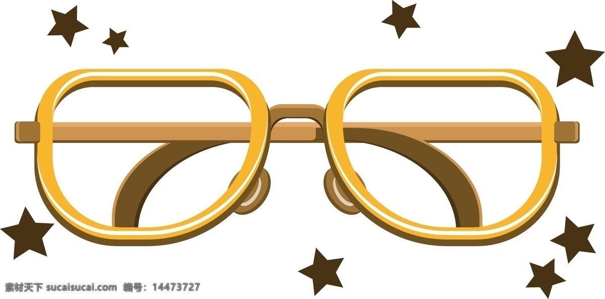 黄色 眼镜 近视镜 眼镜框 设计元素 生活用品 卡通可爱 近视眼镜
