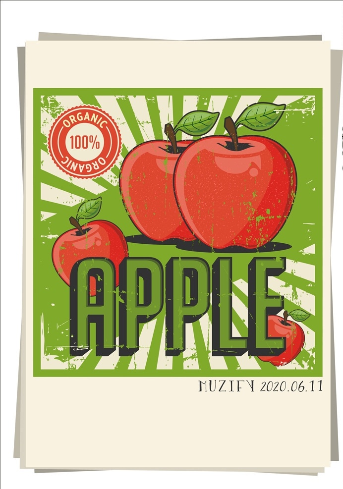 苹果 复古 广告画 水果 海报 画册 画册海报