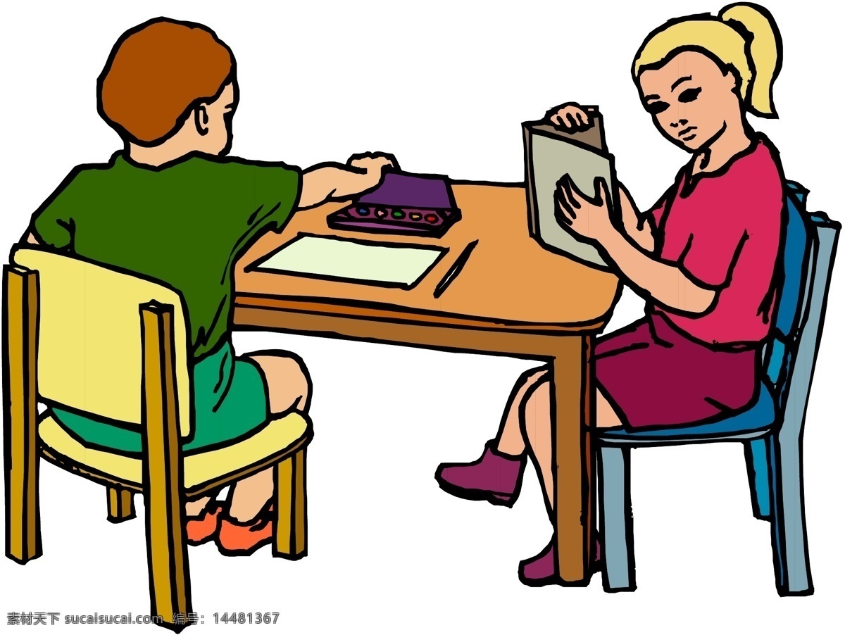 小学生 看书 学生看书 男女 学生 一起 学习 矢量男女学生 矢量课桌 矢量学生椅子 矢量图 其他矢量图