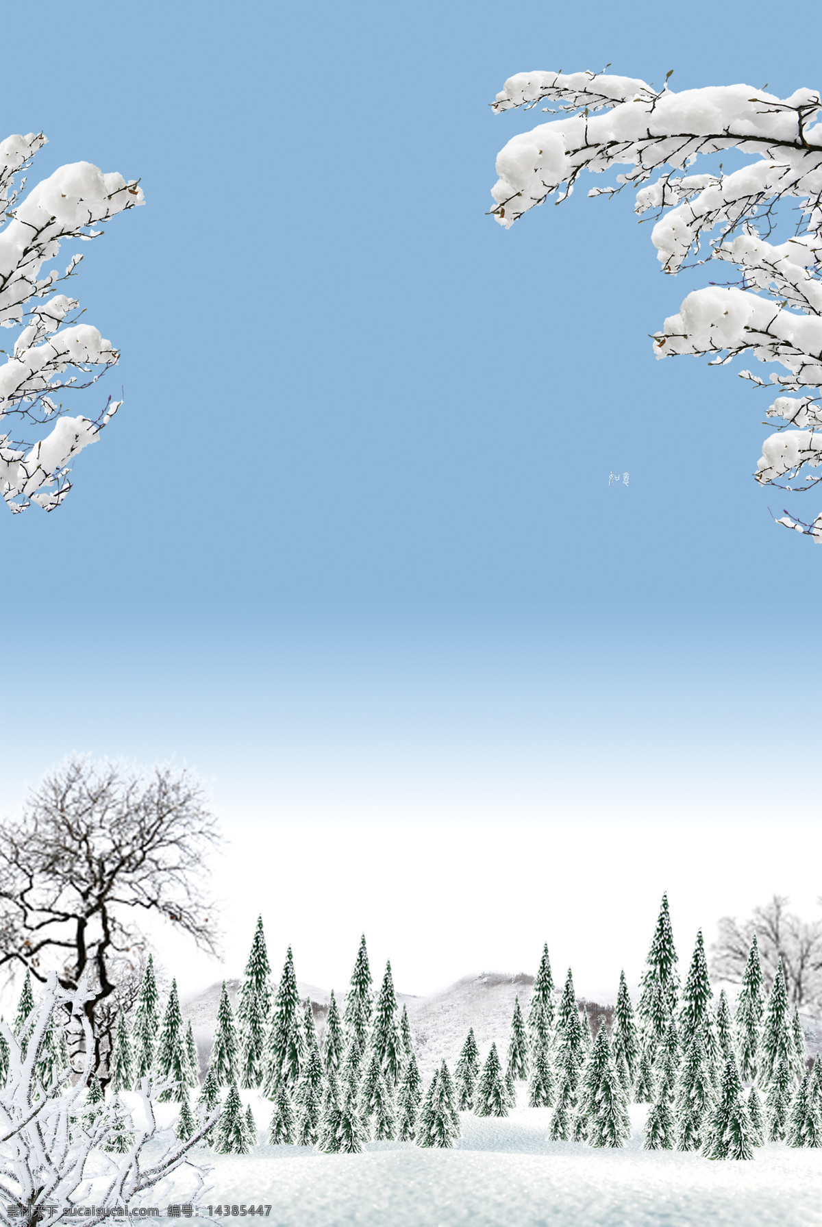 浪漫 冬季 雪花 背景 唯美 天空 森林 海报 广告