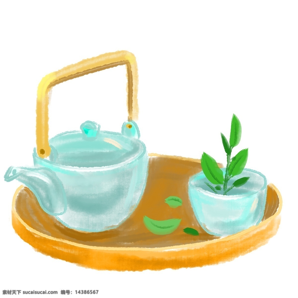 手绘 蓝色 植物 茶壶 插画 卡通茶壶 茶壶插画 绿色植物 手绘茶壶茶壶 漂亮的茶壶 精美的茶壶 蓝色茶壶