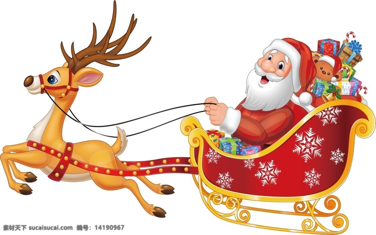 圣诞老人 圣诞海报 圣诞元素 驯鹿 圣诞鹿 老人拉车 圣诞老人坐车 圣诞节海报 圣诞节 奔跑小鹿