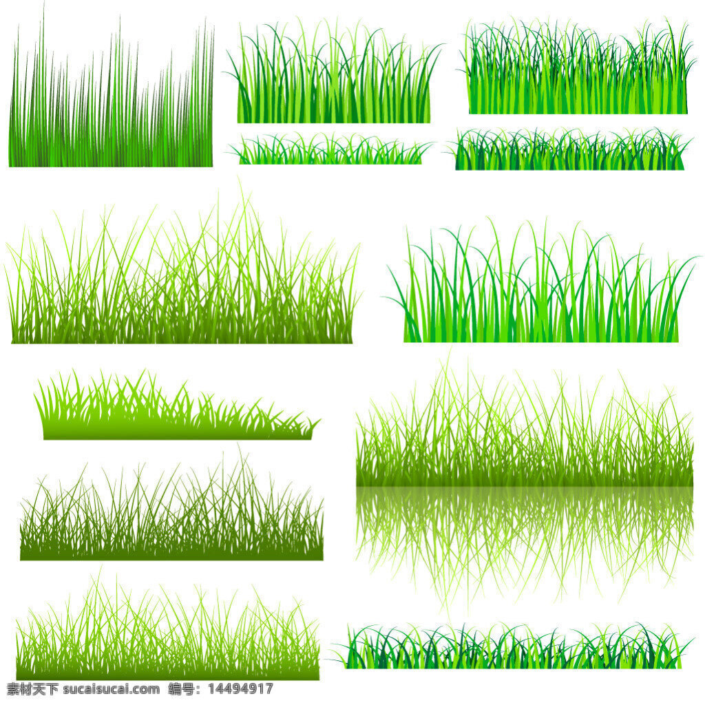 矢量 绿 草 元素 集 绿草